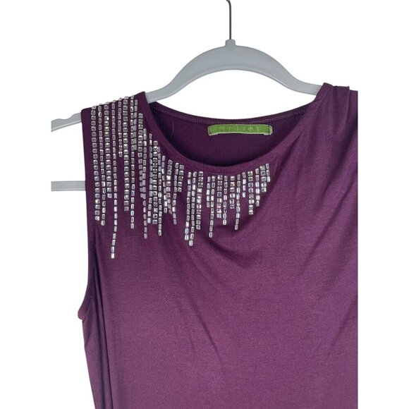 Velvet By Graham & Spencer Womens Embellished Sleeveless Top M - Plum Purple - Picture 2 of 8